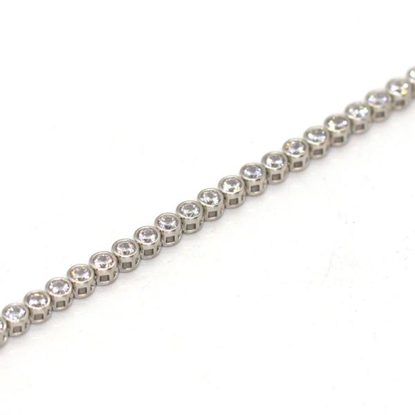 Tennis Armband 925er Silber rhodiniert funkelnd weiße Zirkonia 19 cm NEU