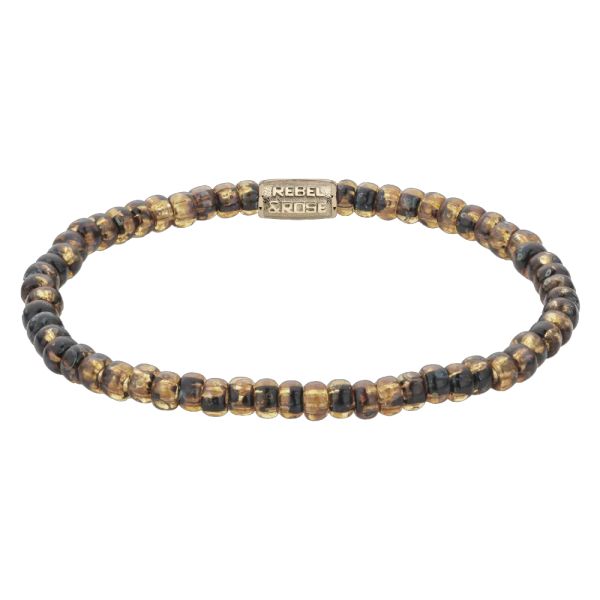 Rebel & Rose Armband "Glass Rocks Tiger Gold" 4 mm RR-40114-G-S 16,5 cm NEU
