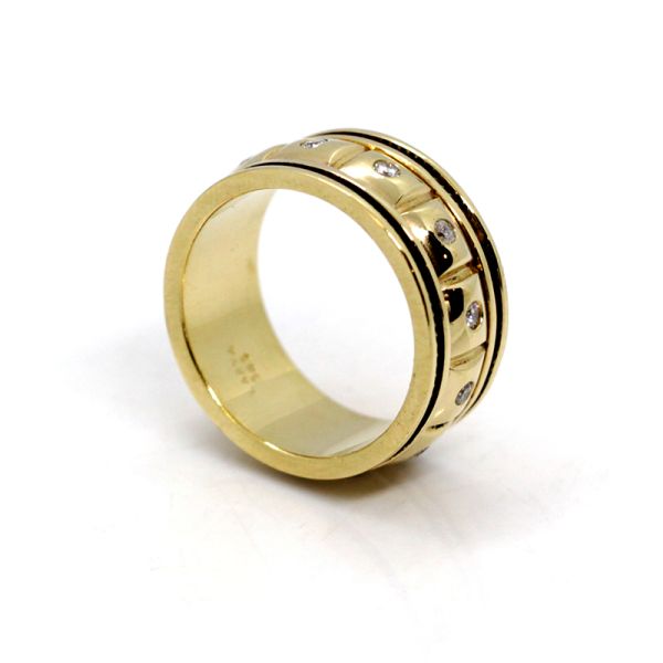Gelbgold Bandring 585er mit Diamanten in beweglicher Schiene (18883)