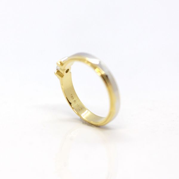 Solitär Brillantring Bi Color 750er Gold mit einem Diamant 0,15ct (10261)