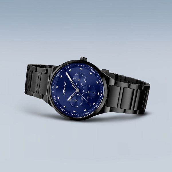 BERING Herren Armbanduhr Multifunktion Classic schwarz gebürstet 11740-727 NEU