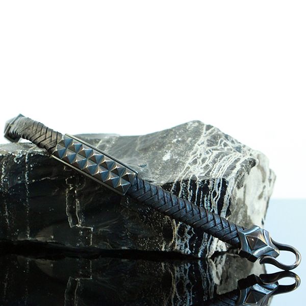 JJJ LA Leder Armband "SPIKES" kombiniert mit 925er Silber