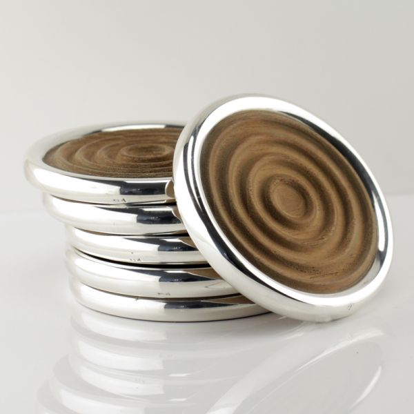 Untersetzer Getränke Untersetzer 925er Silber Ebenholz (6 Stück) (4057)