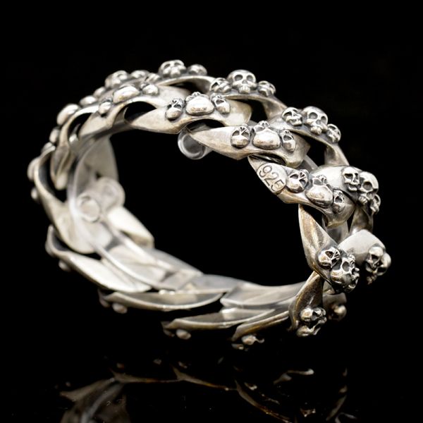 Armband Panzerarmband "SKULLS" 925er Silber versteckte Schließe 25 x 210 mm NEU