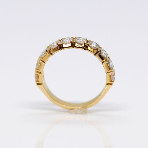 Halb Memoire Ring 750er Gelbgold mit zehn Diamanten im Brillantschliff (31442)