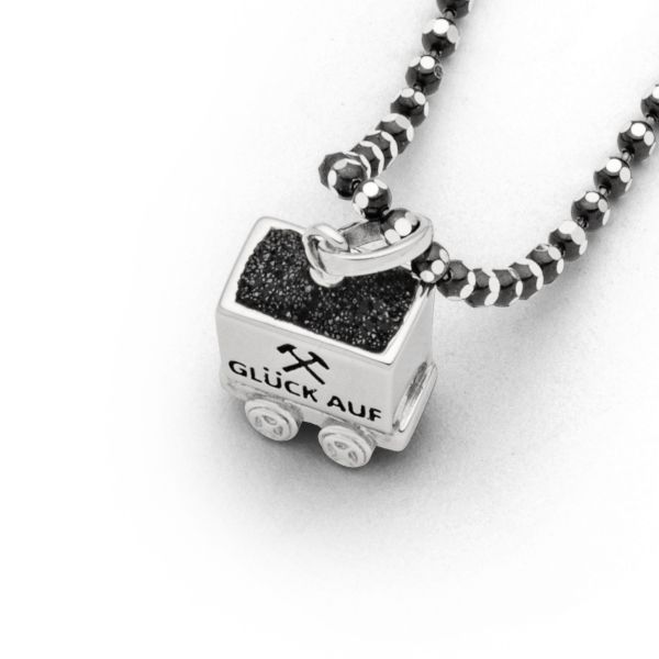 DUR Anhänger Lore "Glück Auf" 925er Silber rhodiniert Lavasand P4174 NEU
