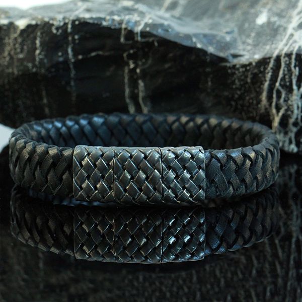 JJJ LA Leder Armband 925er Silber Magnetverschluß 210 mm