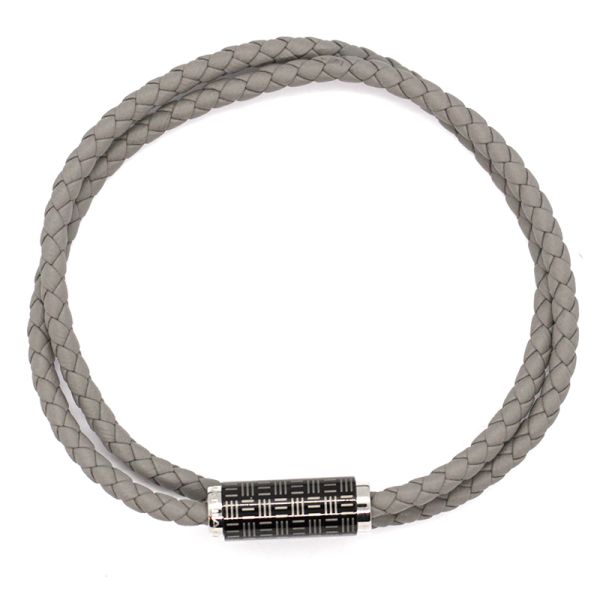 monomania Lederarmband doppelt Edelstahl Magnetschließe PVD black Size L NEU