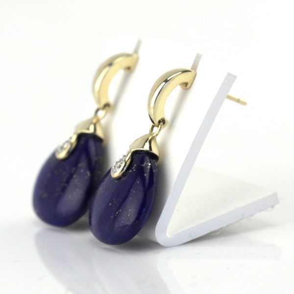 Ohrhänger Stecker Lapislazuli Brillant 585er Gelbgold (4855)