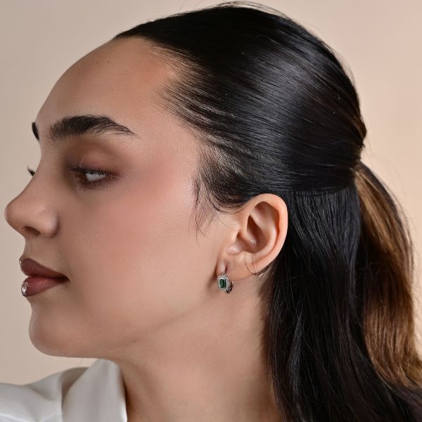 Creolen "Liora" 925er Silber rhodiniert grüne/weiße Zirkonia 5300460-003 NEU