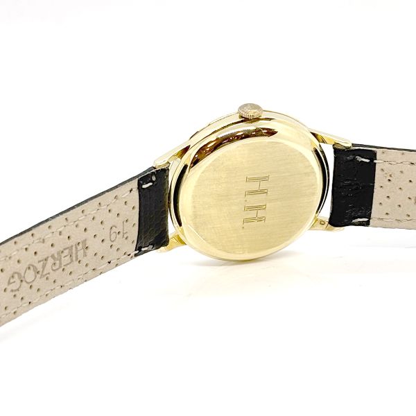 Omega Vintage 585er Gold Automatik am Lederband (28438)