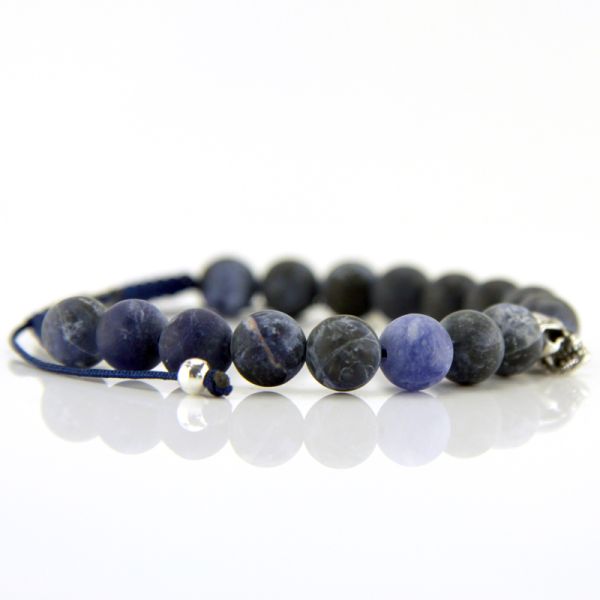 JJJ LA Shamballa Armband "Skull" 925er Silber blauer Labradorit 195 mm