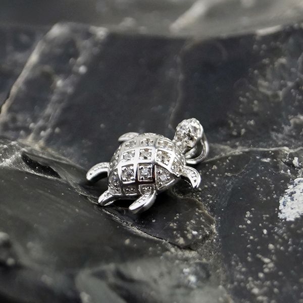 Anhänger "Schildkröte" 925er Silber rhodiniert Kubic Zirkonia BP06377