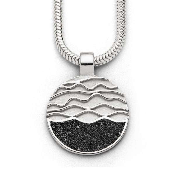 DUR Anhänger "Strandwellen" 925er Silber rhodiniert Lavasand Ø 25 mm P3216 NEU