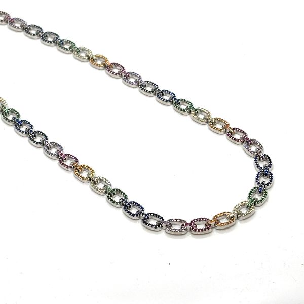 Damencolier 925er Silber rhodiniert Multicolor 43 cm S-02382C NEU