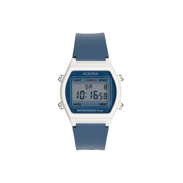 Adora LCD Kinderuhr Weiß/Blau AL3542 5 bar NEU