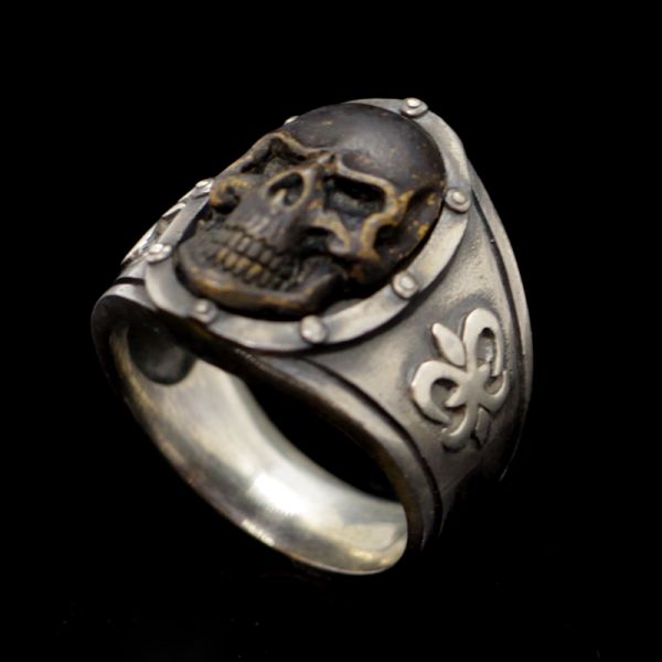 Ring "BLACK SKULL" 925er Silber mit Bronze Gr 70 by JJJ LA NEU
