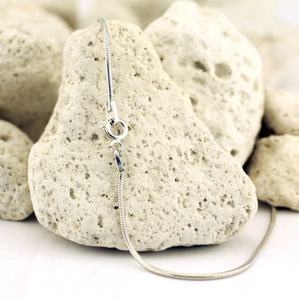 Halskette Schlangenkette 925er Sterling Silber rhodiniert 45 cm / 1,4 mm Breit