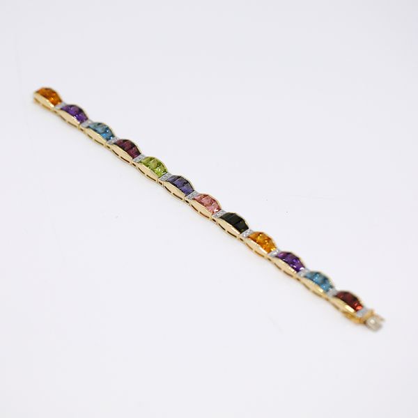 Armband 750er Gelgold mit Farbsteinen und Diamanten (35093)