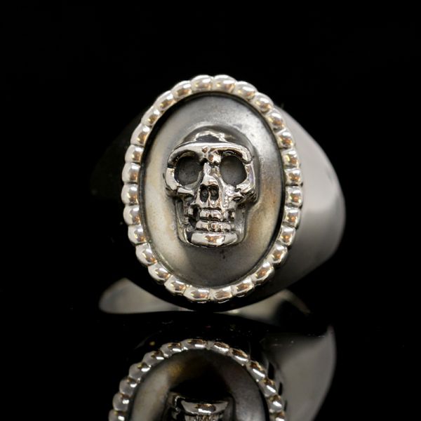 Siegelring "SKULL RELIEF" 925er GR 66 NEU