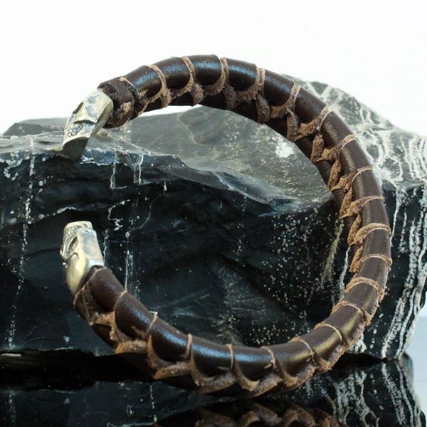 JJJ LA Leder Armspange "SKULL" kombiniert mit 925er Silber