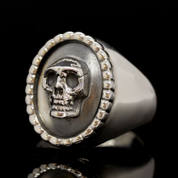 Siegelring "SKULL RELIEF" 925er GR 66 NEU