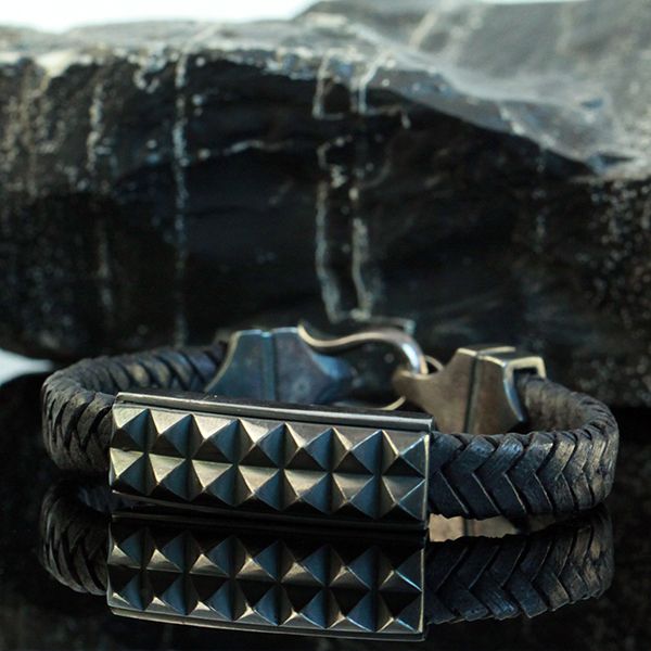 JJJ LA Leder Armband "SPIKES" kombiniert mit 925er Silber