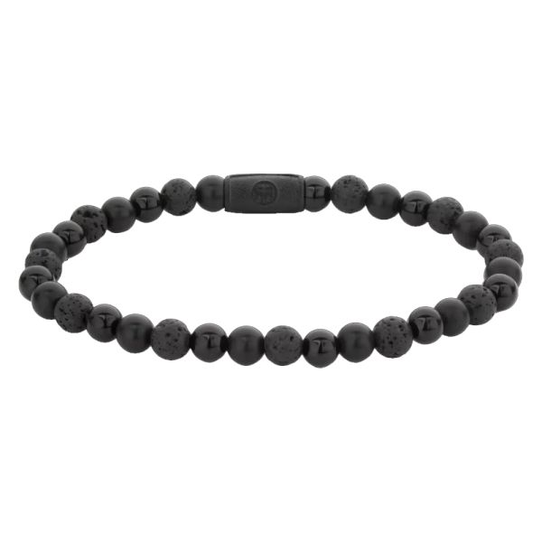 Rebel & Rose Armband "Black Rocks - All-Black" 6 mm RR-60088-B-L 19 cm NEU