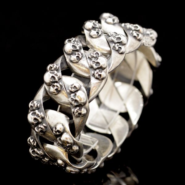 Armband Panzerarmband "SKULLS" 925er Silber versteckte Schließe 25 x 210 mm NEU