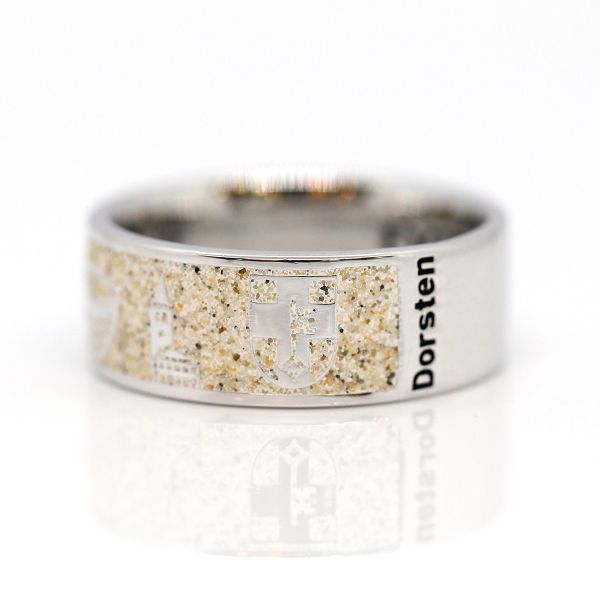 DUR Ring "Stadt Dorsten Ring Sand" 925er Silber rhodiniert Strandsand GR 64 R6091 NEU