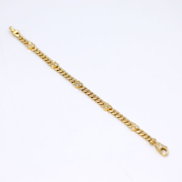 Panzerarmband massiv 750er Gold mit Diamanten und Herzen (31442)