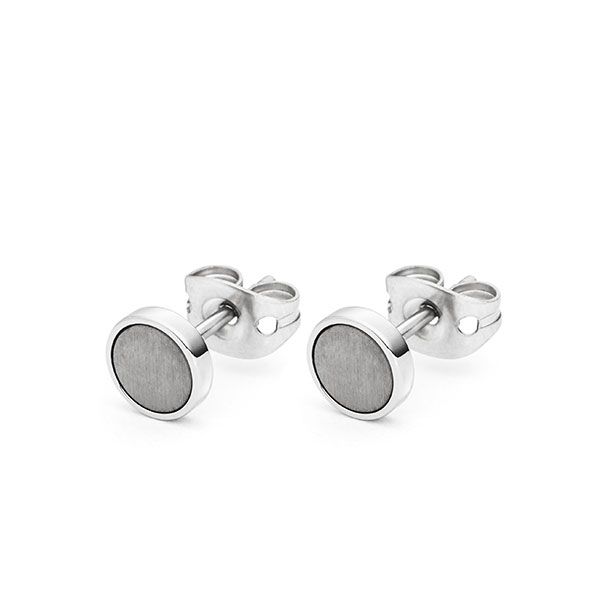 monomania Ohrstecker "ORBIS" Edelstahl Poliert PVD Grau ø 6 mm NEU