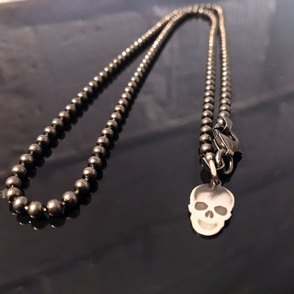 JJJ LA Halskette "BALL & CHAIN" Kugelkette 925er Silber geschwärzt Ø 3 mm 70 cm lang