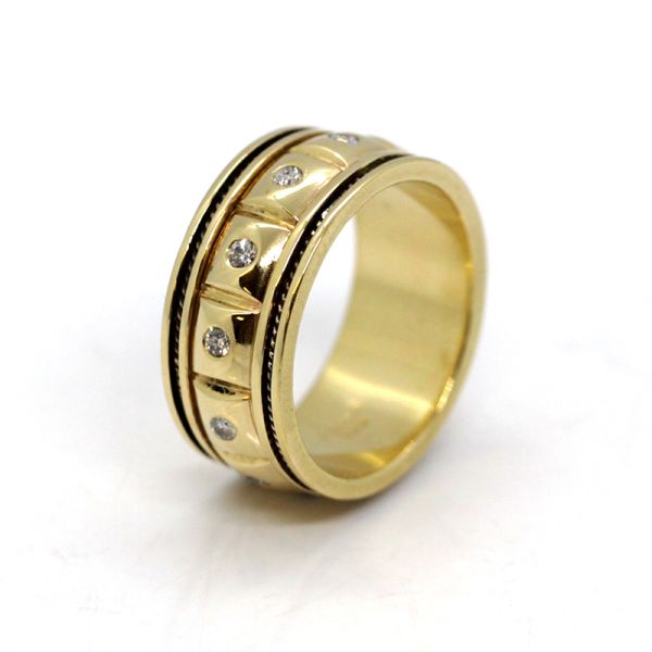 Gelbgold Bandring 585er mit Diamanten in beweglicher Schiene (18883)