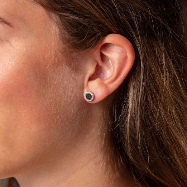 DUR Ohrstecker "Wasserflimmern" 925er Silber rhodiniert Lavasand Ø 8 mm O5042 NEU