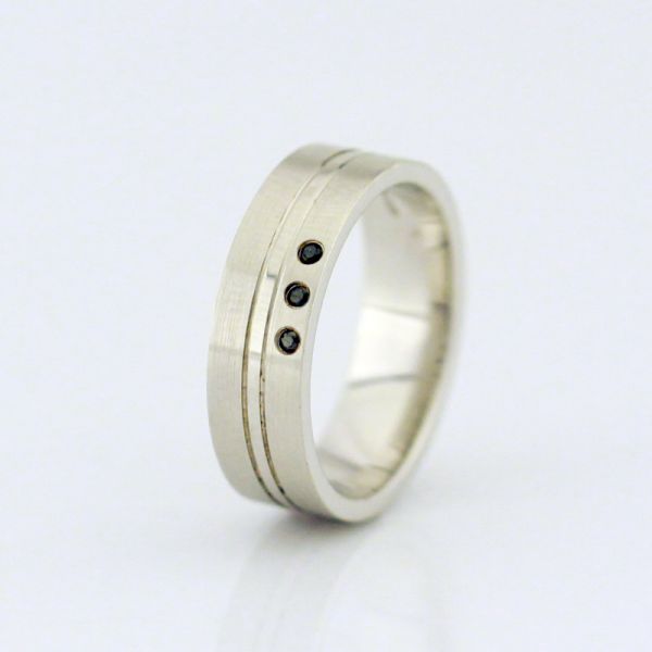 GOOIX Damen Ring 925er Silber matt schwarze Diamanten GR 48 NEU UVP.: 119,-