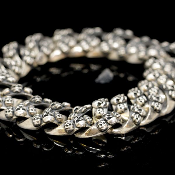 Armband Panzerarmband "SKULLS" 925er Silber versteckte Schließe 18 x 220 mm NEU