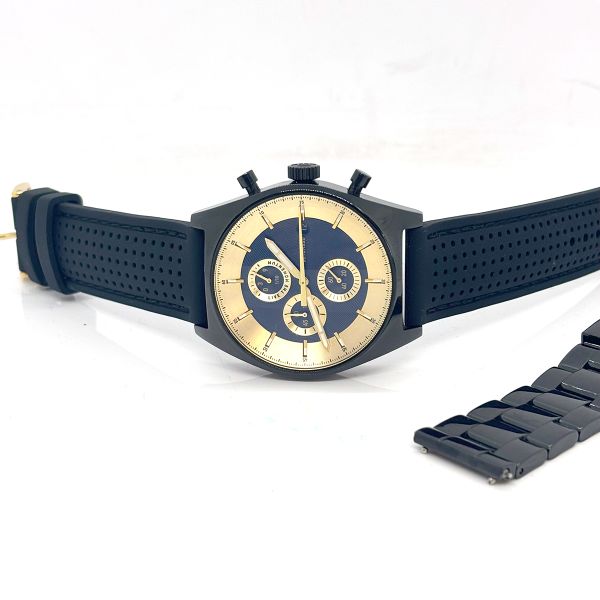 Detomaso Herren Armbanduhr "LIVE THE MOMENTUM" Quarz schwarz/gold neuwertig (37205)