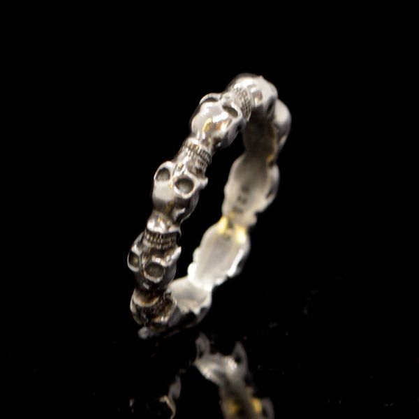 Ring "SKULLS" 925er Silber 4,8 mm Breit Gr 66 NEU