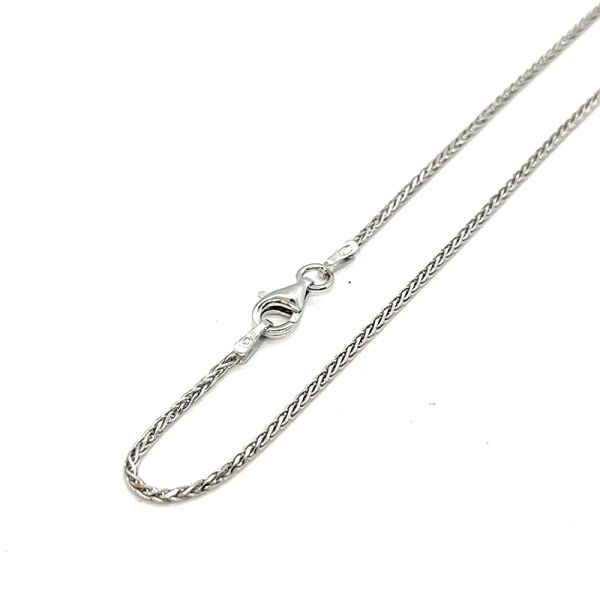 Zopfkette 925er Silber rhodiniert 45 cm 1,1 mm NEU