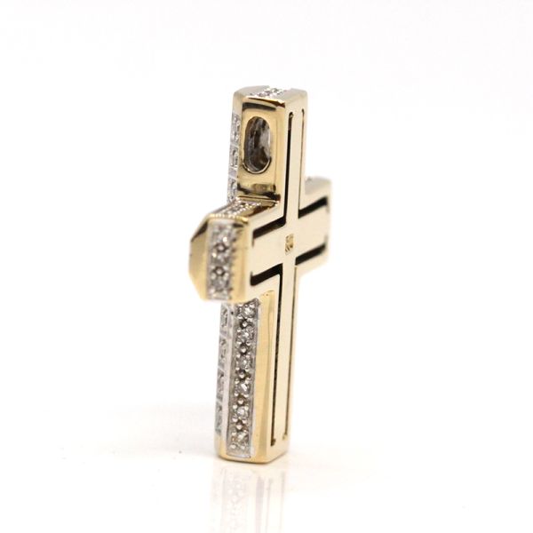 Diamant Kreuz Anhänger 585er Gelbgold ca. 0,38 ct (14013)