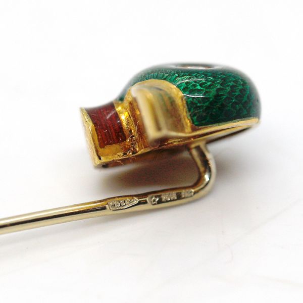 Anstecknadel Erpel 750er Gelbgold emalliert1 Diamant im Brillantshliff (22833)