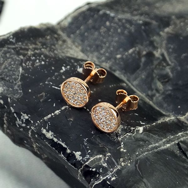 Ohrstecker Pavé Rund 925er Sterling Silber Roségold Zirkonia BE04235-RG NEU