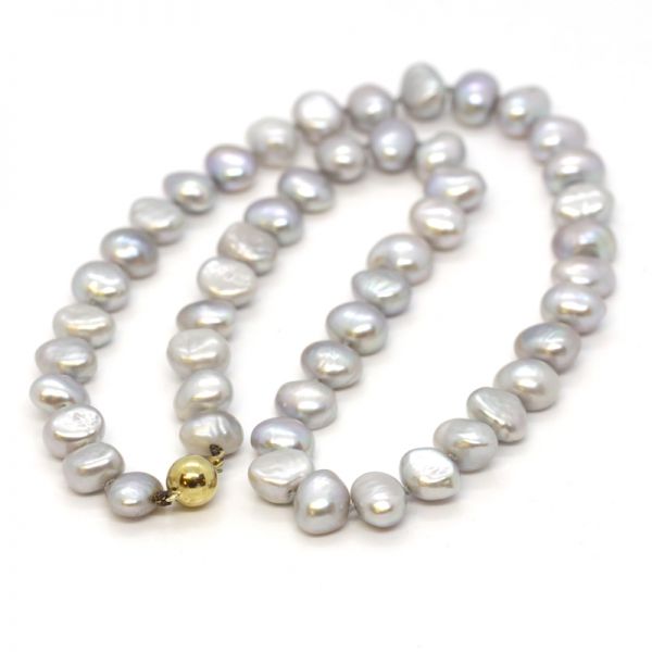 SWZ Perlenkette Grau 585er Kugelverschluß 47 cm (4275)