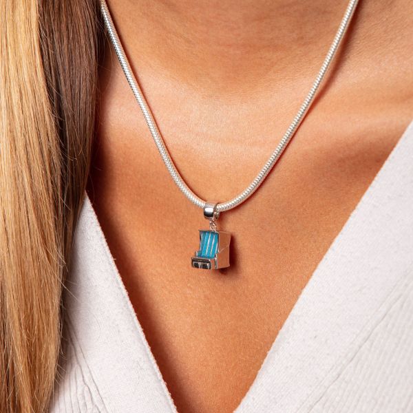 DUR Anhänger "Strandkorb" 925er Silber rhodiniert Steinsand blau P3999 NEU