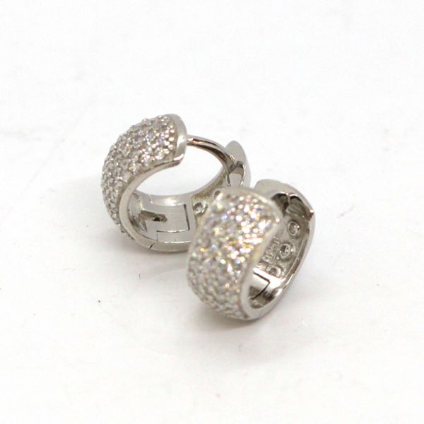 Creole Klappcreole 925er Silber rhodiniert beidseitig funkelnde weiße Zirkonia NEU