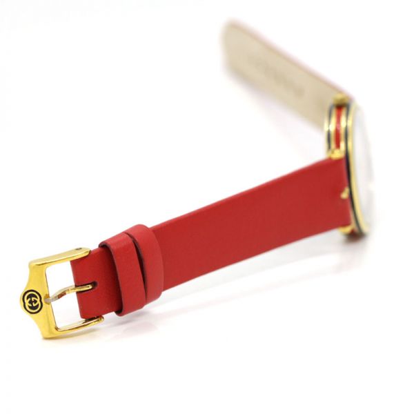 GUCCI Damen Armbanduhr Quarz IP Gold emailliert Blau Rot (11371)