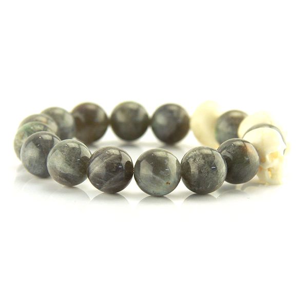 Labradorit Kugel Armand "SKULLS" aus echtem Knochen gefertigte Totenschädel