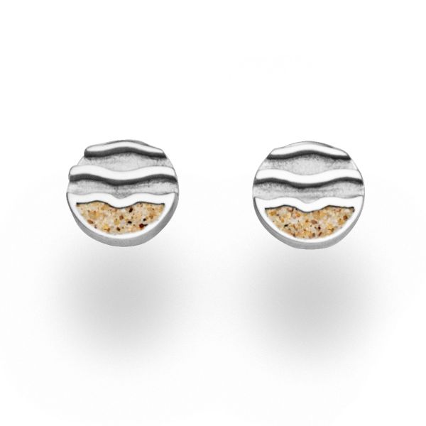 DUR Ohrstecker "Strandwellen" 925er Silber rhodiniert Strandsand Ø 8 mm O5247 NEU