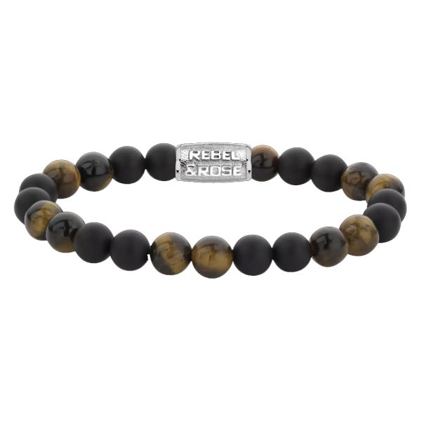 Rebel & Rose Armband "Matt Tiger Lily Twist" 8 mm RR-80067-S-M 17,5 cm NEU